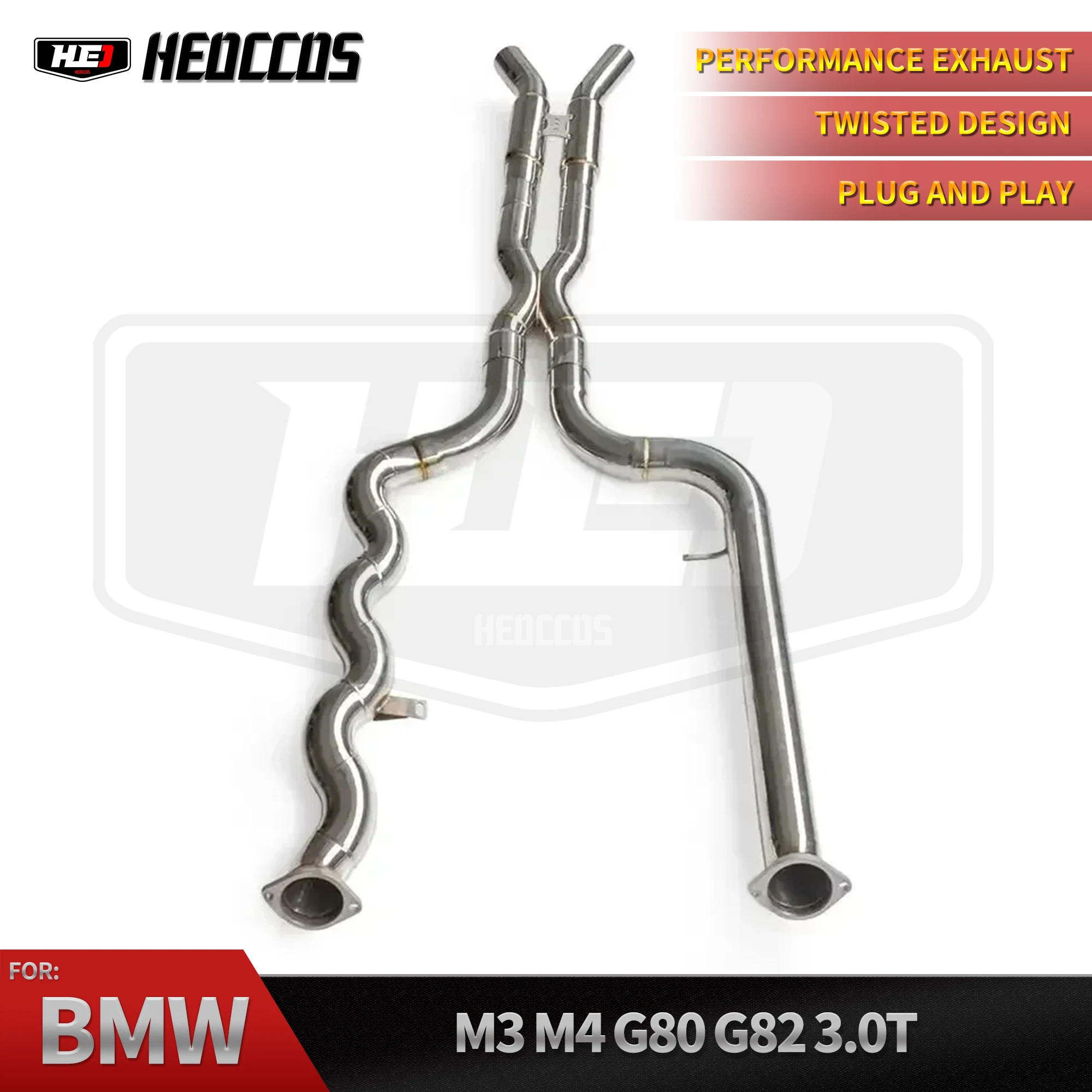 

HEO 2.99" G80 M3 Midpipe Equal Length 76mm M3 Exhaust Pipes for BMW M3 M4 G80 G82 S58 B30A 3.0T 2021-2024 304 Stainless Steel