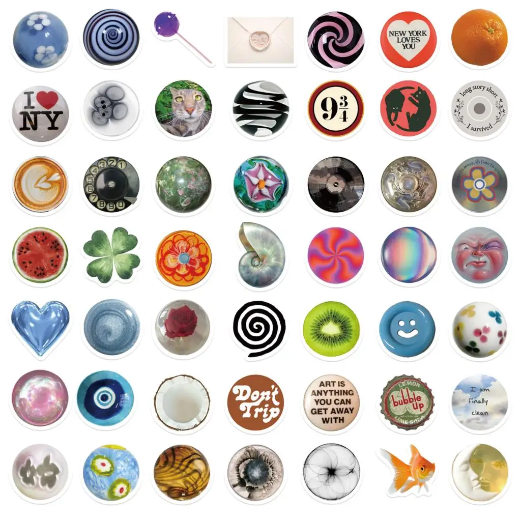 100PCS Retro Circular Small Items Stickers Decoration DIY Phone Notebook Suitcase Laptop Fridge Wall Graffiti Sticker