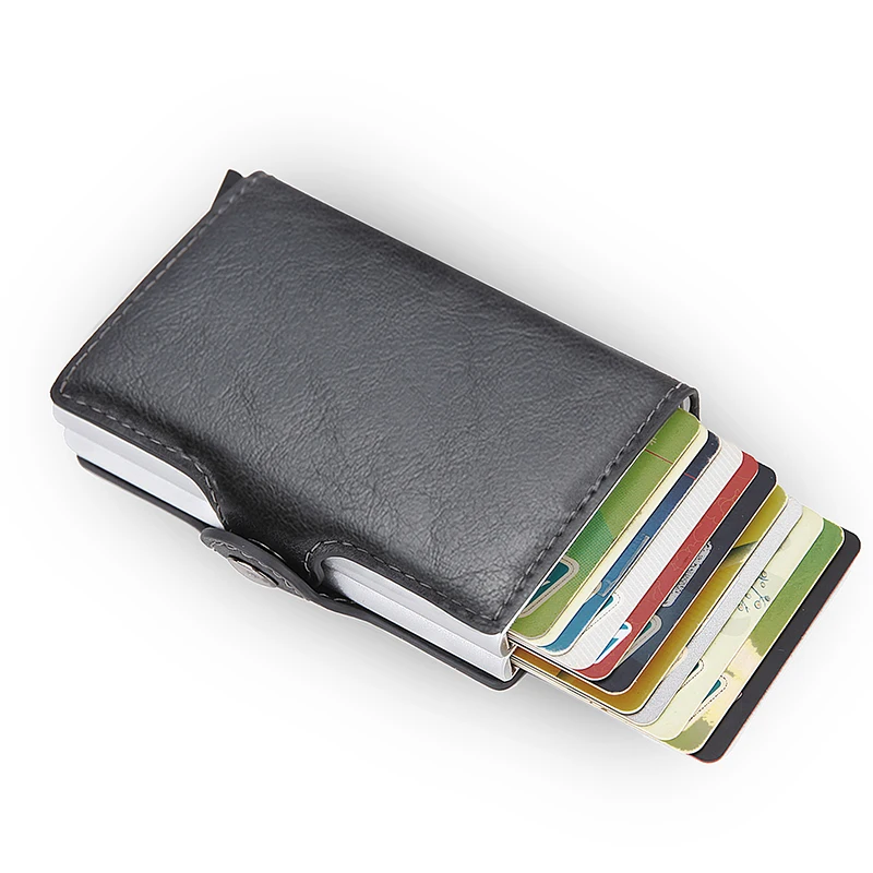 

Carbon Fiber Anti Rfid Credit Card Holder Mens Double Cardholder Case Wallet Metal Business Bank Creditcard Minimalist Wallet