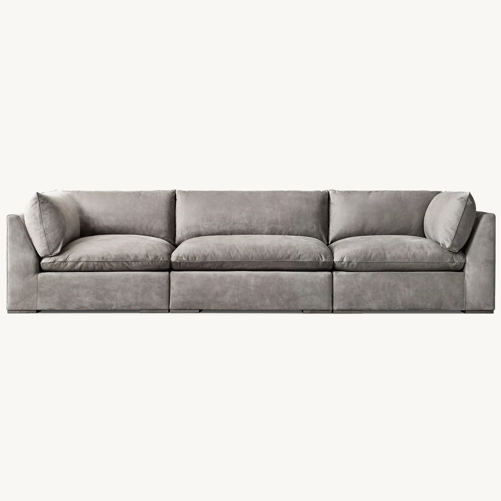 American simple modern white three-person fabric sofa RH corner module large sofa Nordic retro down sofa