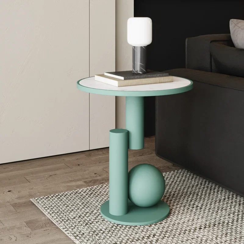 Light Luxury Modern Bedside Table Bedroom Simple Furniture Sofa Wrought Iron Tea Table Ins Wind Rock Board Side Table