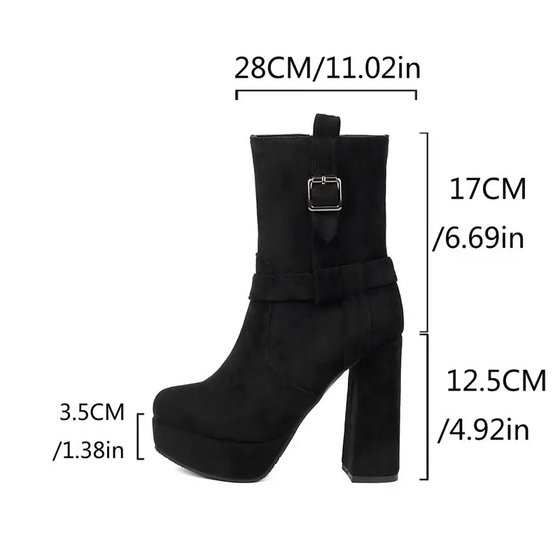 

ORCHALISA женские ботильоны из флока и замши с круглым носком на блочном каблуке и платформе, размер 44, элегантная вечеринка Bota