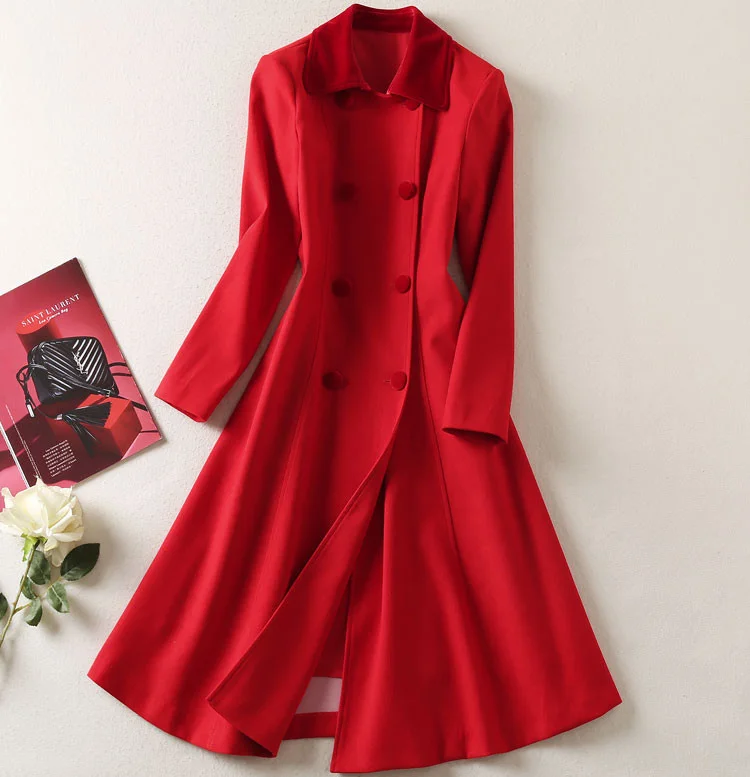 Kate Middleton Winter Coat Dress Women Long Sleeve Slim Fit Elegant Vintage Double Breasted Casual Formal Office Ladies Clothes view 2