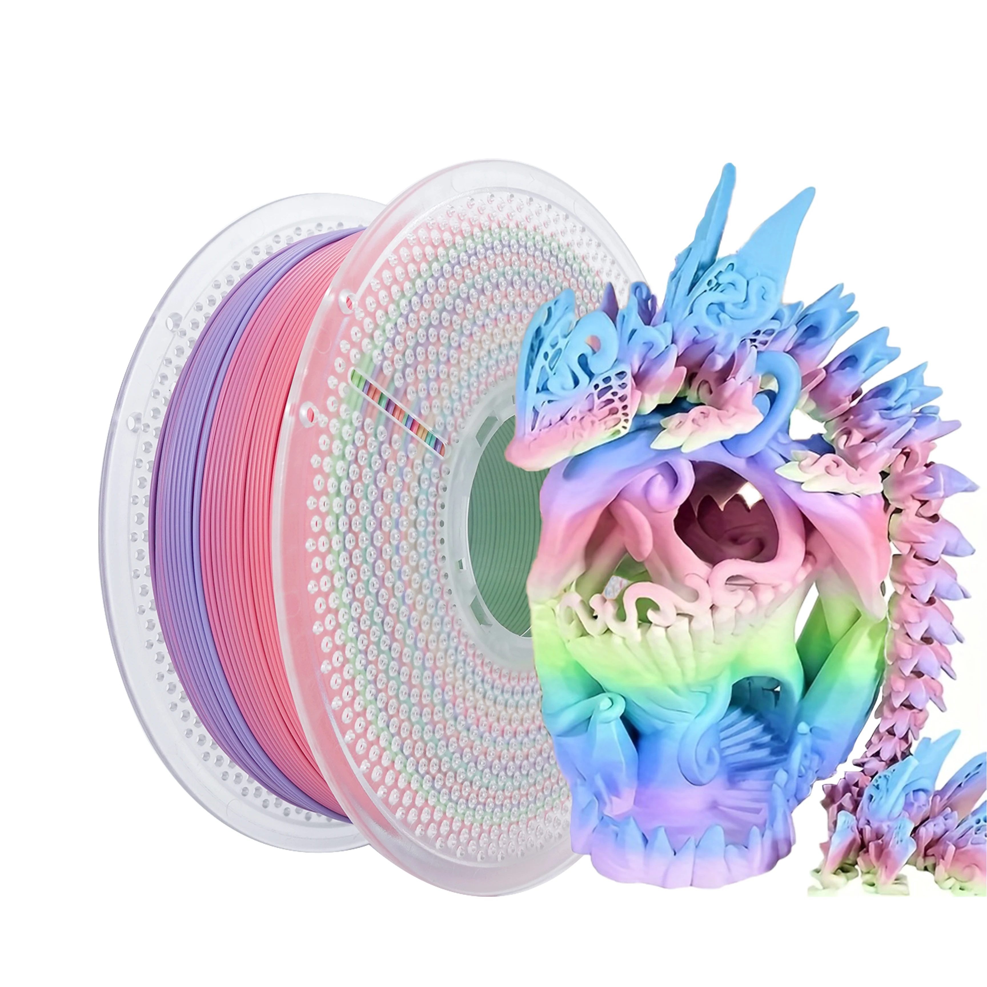 

Радужная нить для 3D-принтера PLA 1,75 мм, матовая нить для печати 3D PLA +/-0,03 мм, 1 кг/2,2 фунта, градиент макарон 1 кг