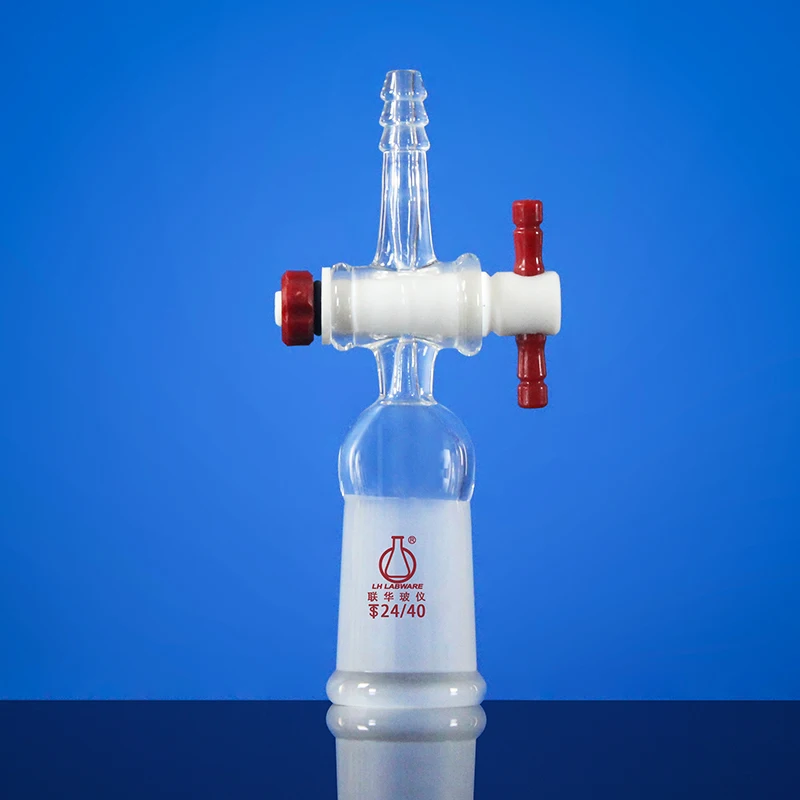 LH-LABWARE Straight suction joint, Female joint, PTFE valve, Borosilicate glass, LH-153