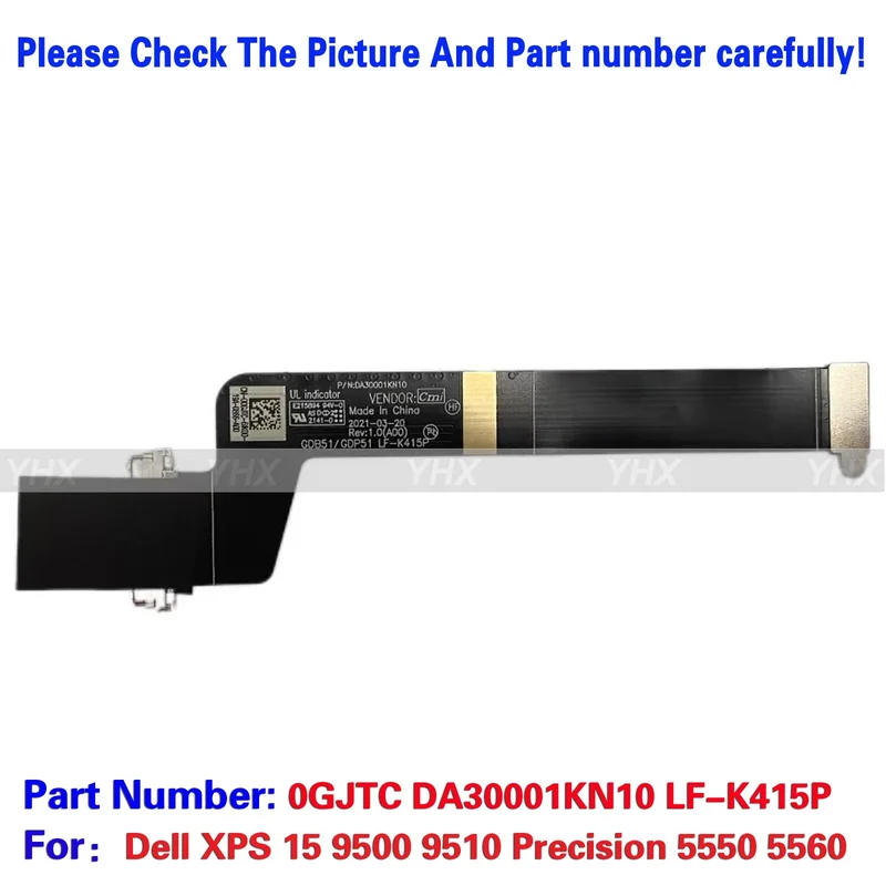 

New For Dell XPS 15 9500 9510 Precision 5550 5560 VIDEO CABLE NO-TOUCH 00GJTC Notebook computer components