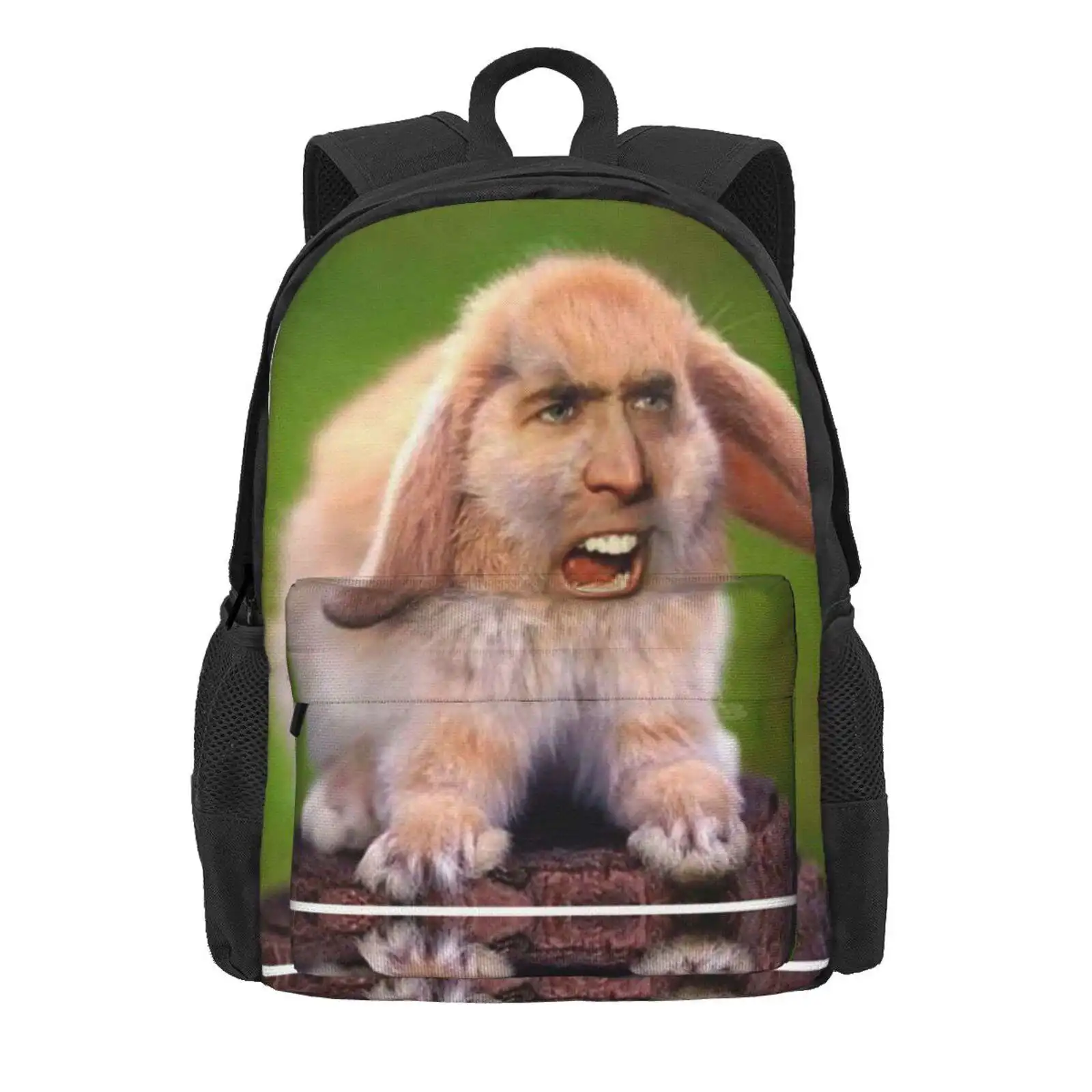 Nicolas Cage Bunny Photoshop School Bags Travel Laptop Backpack Nicolas Cage Bunny Bunnies Rabbits Animals Random Actor