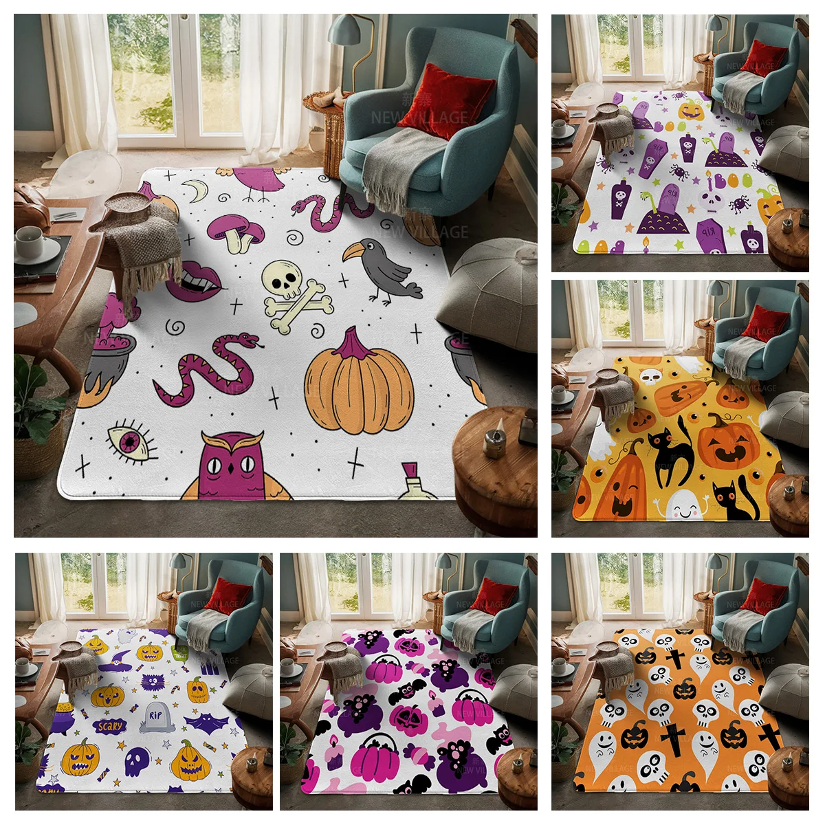 House entrance carpet Home door mat Living Room Bath Foot bathroom non-slip water absorption rugs bath Halloween Autumn Pumpkin