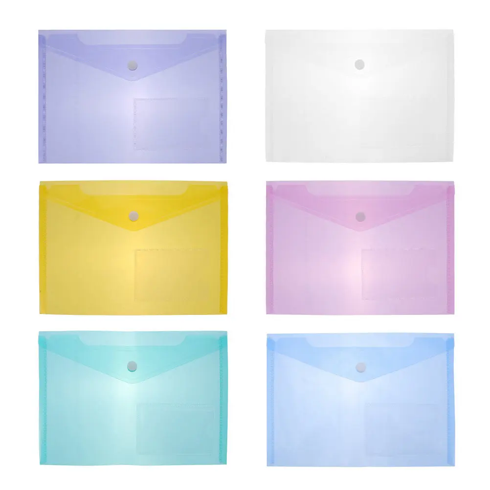 

6Pcs A5 File Folder Portable Plastic Document Pouch with Strong Clasp Design for Office School Travel Business File Organization