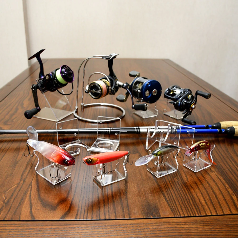 Fishing Baitcasting Reel Display Holder Shelf Drum Frame Acrylic Fish Reel Stand