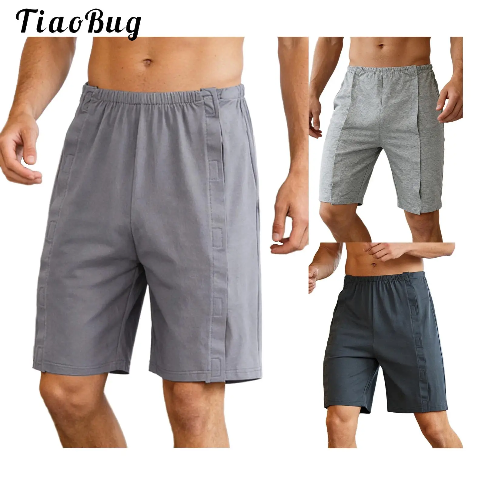 Men Postoperative Clothing Paralyzed Elderly Nursing Shorts Elastic Waistband Hook and Loop Fastener Shorts
