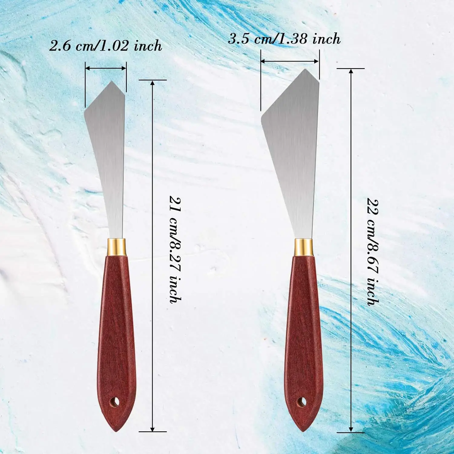 2pcs Painting Knife Set Painting Mixing Scraper Stainless Steel Palette Knife Painting Art Spatula with Wood Handle painting