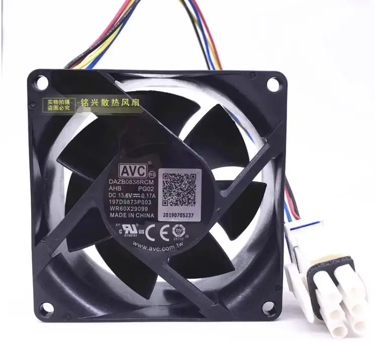 

AVC DAZB0838RCMAHB DC 13.6V 0.17A 80x80x38mm 4-Wire Server Cooling Fan