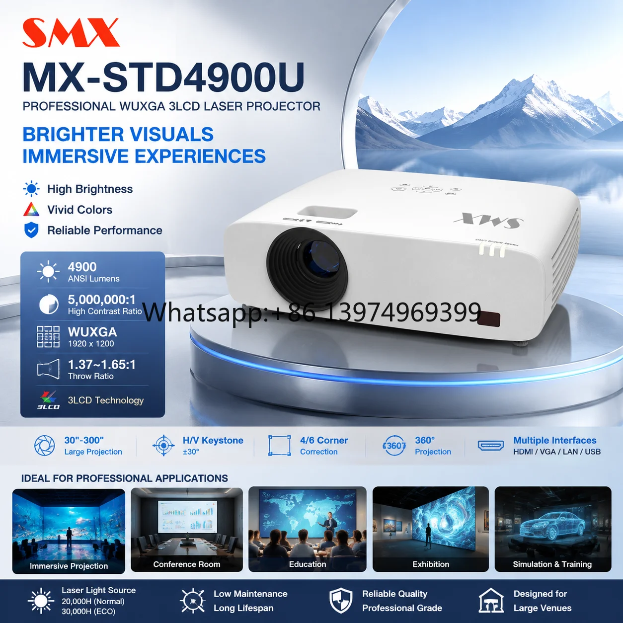 Professional Installation Projector 4900 ANSI Lumens Laser Display Solution for Immersive Experience and Corporate AV