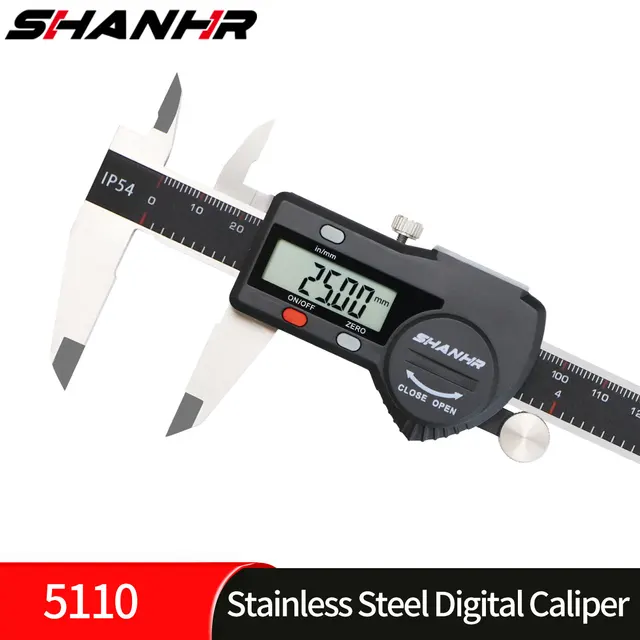 SHANHR Cyfrowy suwmiarka ze stali nierdzewnej hartowanej 0-150 mm, elektroniczny mikrometr