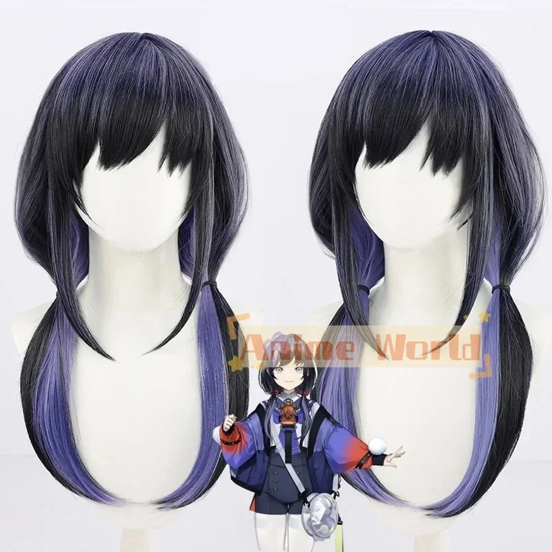 Peluca de Cosplay de Ponto Nei de NIJISANJI, Vtuber Idol, con Cola de Caballo, Cabello Largo y Liso en Tono Morado Mixto
