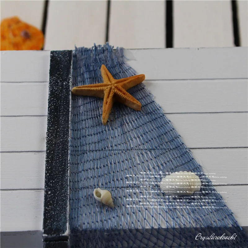 3in1 scatola di immagazzinaggio in legno mediterraneo decorazione della casa scatola di gioielli 3 dimensioni Marine Marine Starfish reti Shell Baby