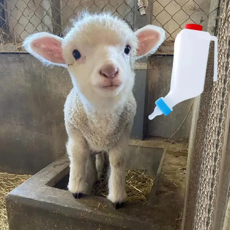 Lamsvoedingsfles Zuigfles voor kleine dieren Ophangbare melkvoeder met duidelijke schaal Zachte tepel Geitenfles Lamsvoeder