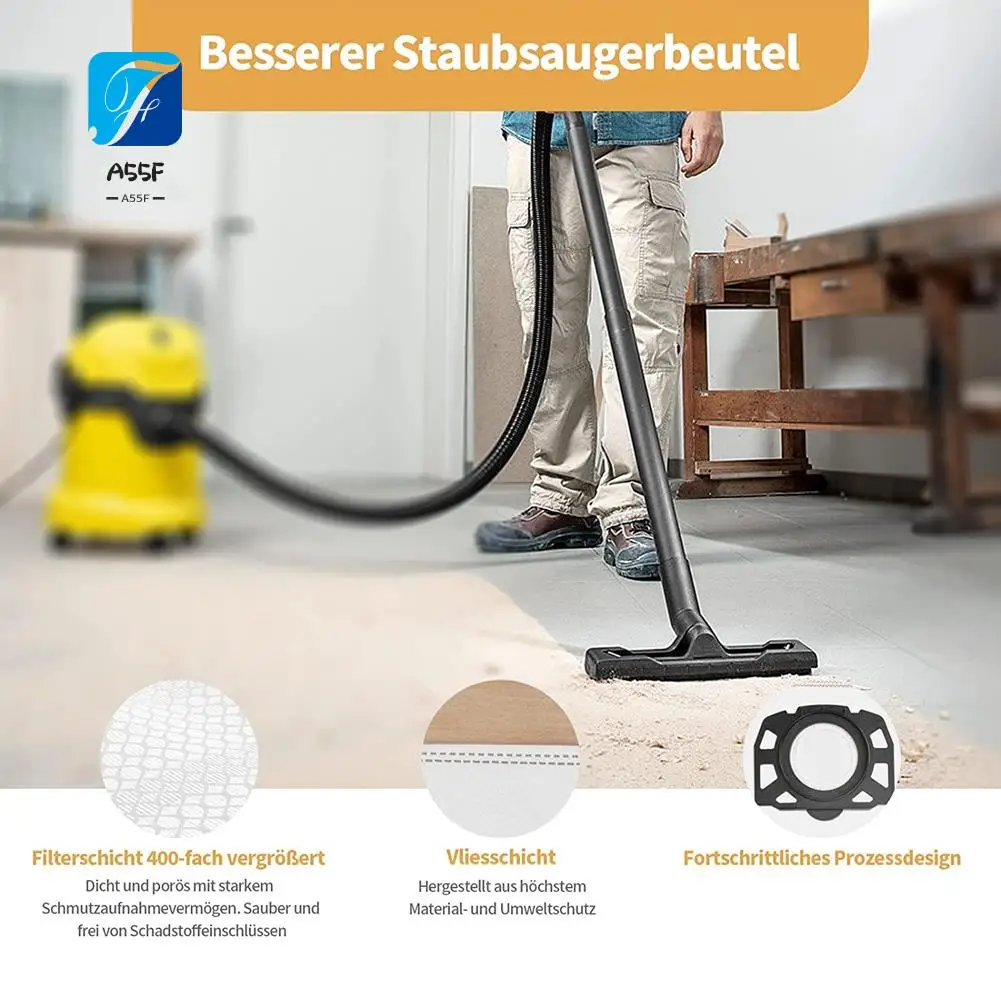 

A55F-15PC Мешки для пылесоса Karcher WD4, WD5, WD6 Нетканые фильтрующие мешки KFI 487, Вакуумные мешки для фильтр-мешков Karcher