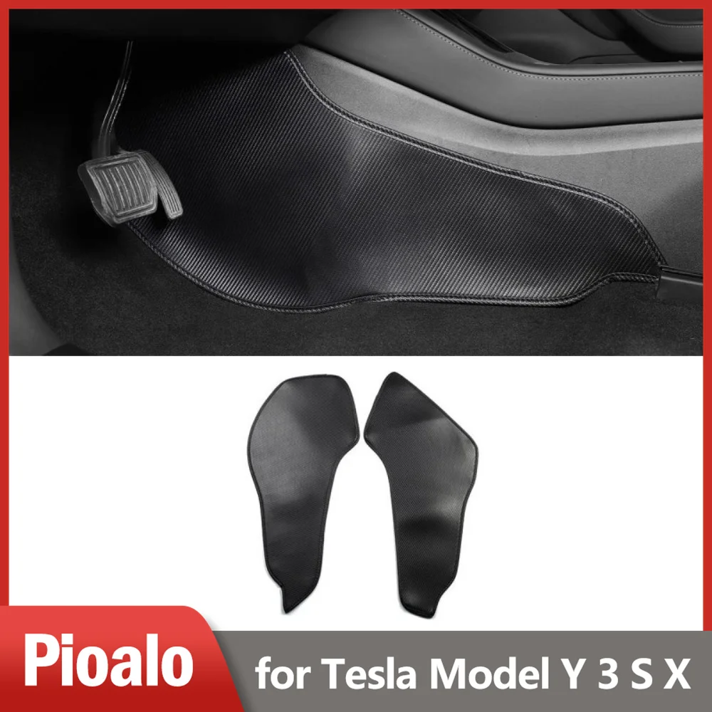 For Tesla Model Y 3 Car Central Control Side Defense Kick Pad Protective Foot Pad Interior Accessories Decoration Trim Leather