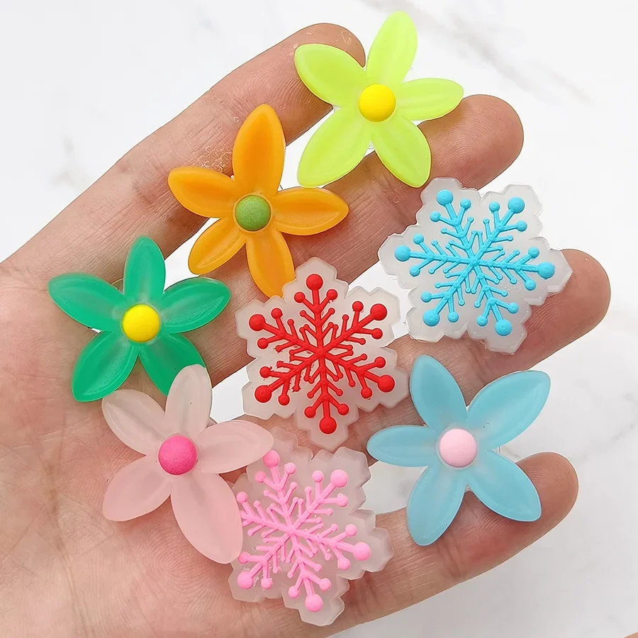 Translucent Candy Colors PVC Shoe Charms Sandals Accessories Flower Snowflake Shoes Buckle Upper Decorations Clogs Pins Badge