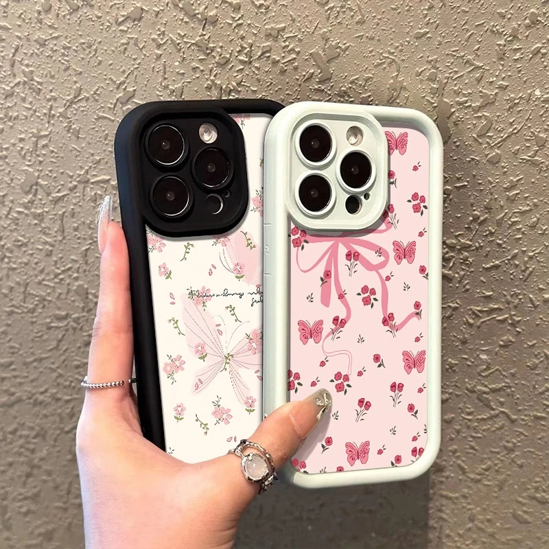 

Little Flower Butterfly Pattern Print Shockproof Phone Case For iPhone 16 15 14 Pro Maax 13 12 11 XS X XR 7 8 Plus 16e Cover