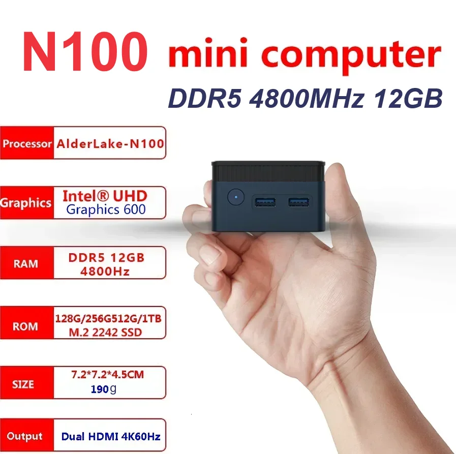 SZBOX ZX01 Plus Pocket N100 Мини ПК Windows 11 DDR5 4800 МГц 12 ГБ 512 ГБ SSD 1000M LAN WIFI5 BT4.2 Настольный игровой компьютер