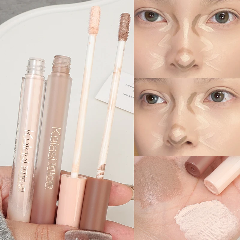 Face Liquid Brighten Contour Highlight Stick ธรรมชาติ 3D ซีเมนต์จมูกสีเทา Shadow Cream Bronzer คอนซีลเลอร์แต่งหน้าเครื่องสําอาง