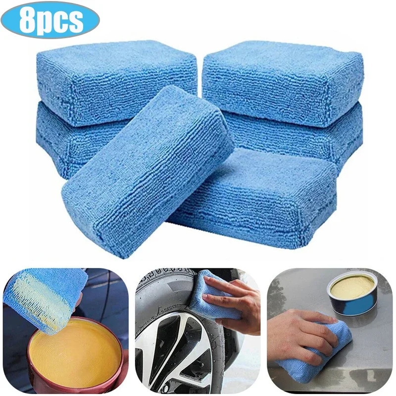 1/8pcs Microfiber Applicator Pads Detailing Car Cleaning Sponge for Car Ceramic Coating Applicator Pad Tire Applying Wax Foam