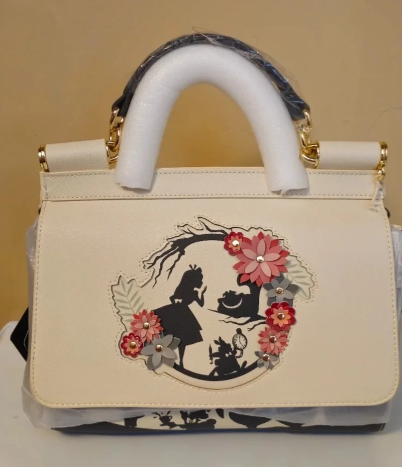 

In Stock New Loungefly Alice Bag Wonderland Cheshire Cat Card Silhouette Lolita Diagonal Backpack Fairy Tea Party Girls Handbag