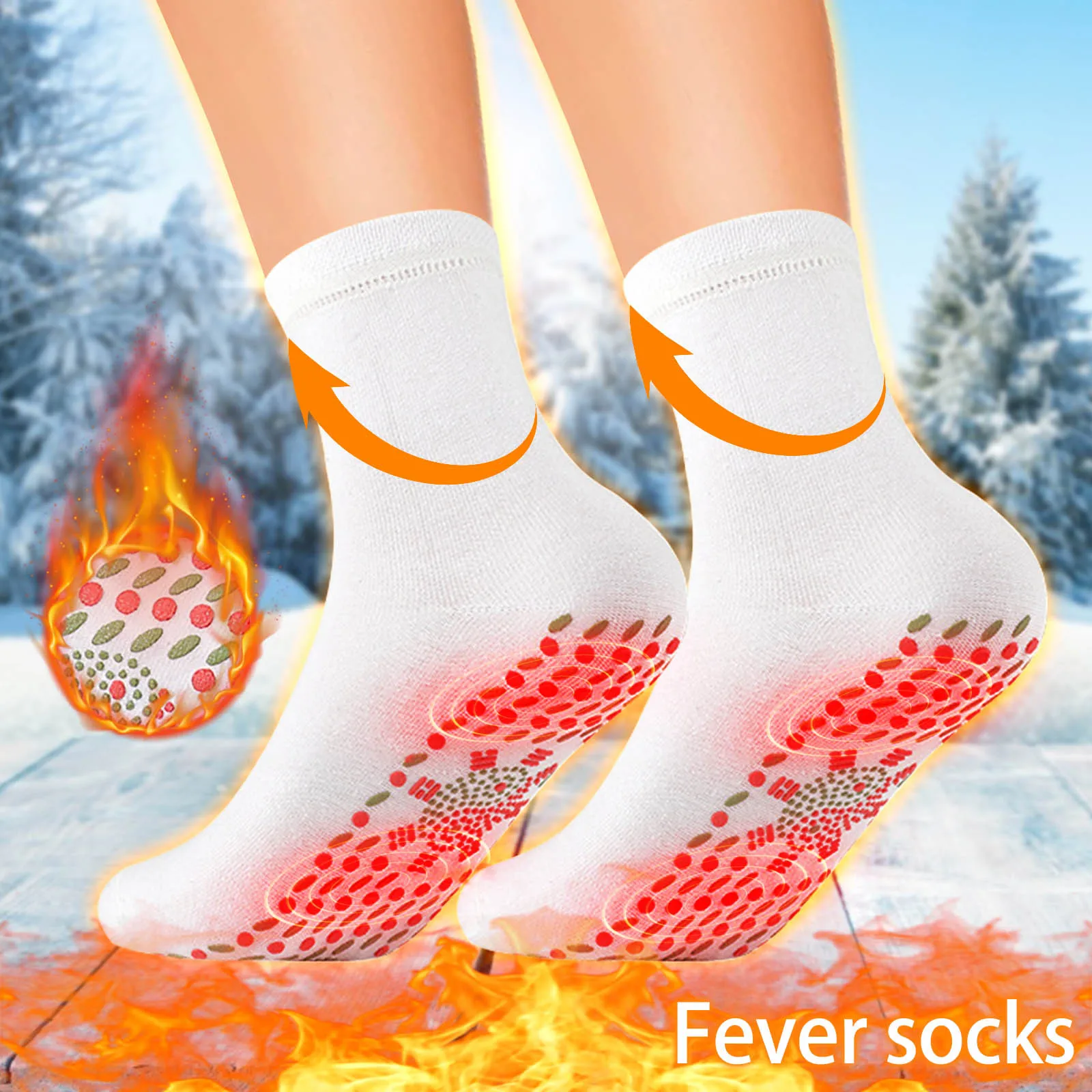 Winter Self-Heating Socks Thermal Heated Socks Soft Elastic Thicken Anti-Slip Socks for Women Men Outdoor Cycling Ski Tube Sock