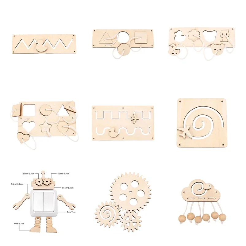 몬테소리 비지 보드 DIY 목재 액세서리, 조기 공 계산, 불도저 성 헬리콥터 교육 장난감, 어린이 선물