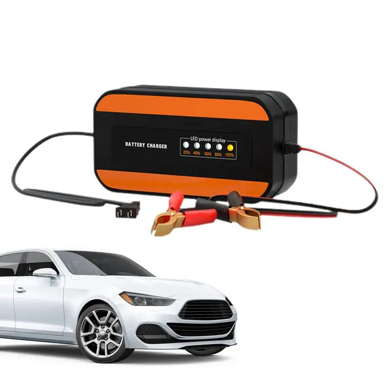 

Car Battery Charger 12V Vehicle Battery Charger Battery Maintainer For Car Motorcycle Truck Battery Charger Portable Car Battery