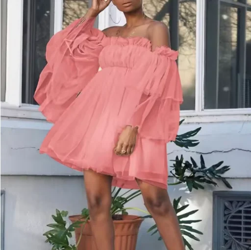 Robe portefeuille Sexy à volants pour femmes, couleur unie, maille, sans bretelles, princesse, robes de plage, mode transparente, taille haute, maille, fête