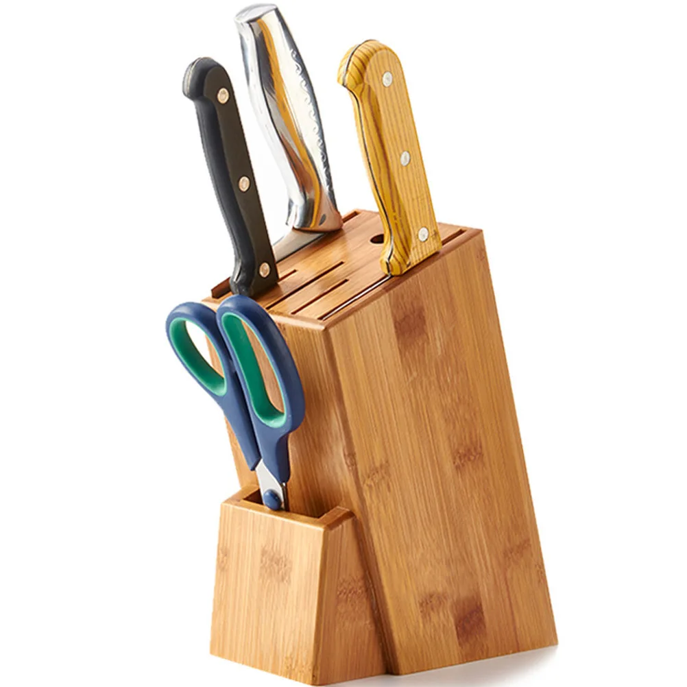 

Bamboo Holder Rack Kitchen Storage Organizer Block Sturdy Display Smooth Finish Beauty Utensil Accessories Supplies