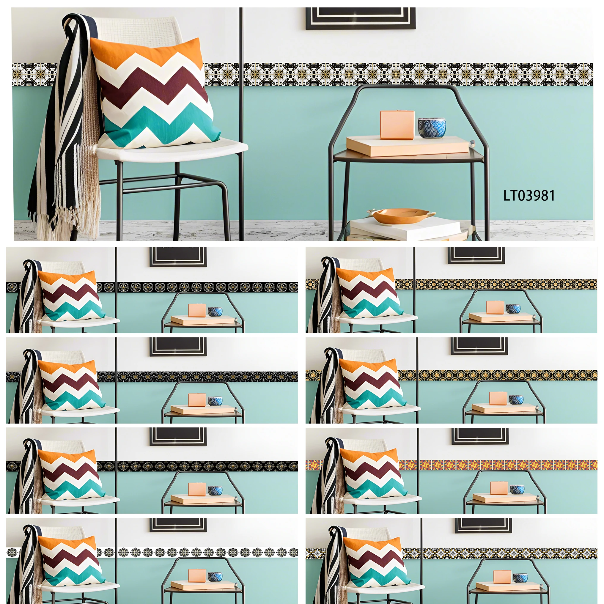 Waterproof Peel & Stick Baseboard Stickers 10x200cm/15x200cm for Kitchen Bathroom Waistline Floor Border