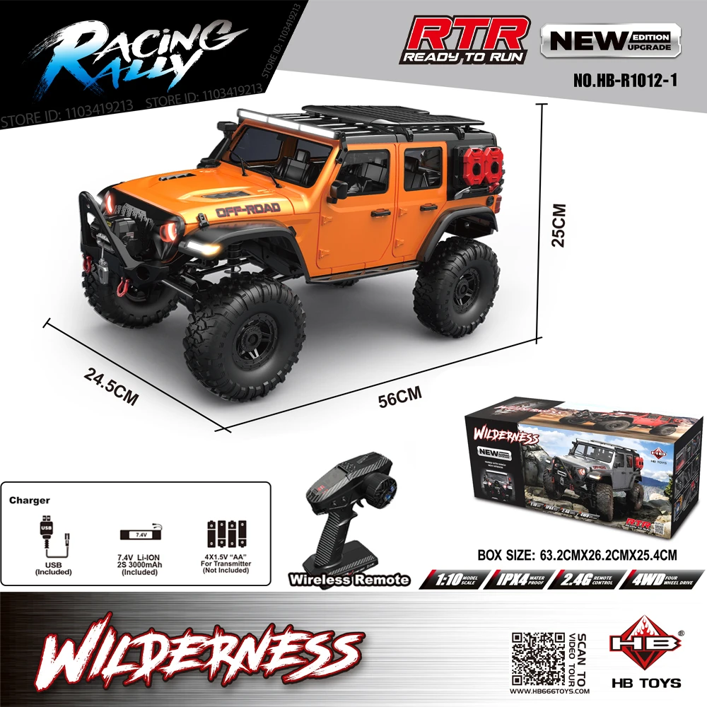 2025 New Upgrade HB-R1011 Jeep Rubicon Recon Rc Car 1:10 Full