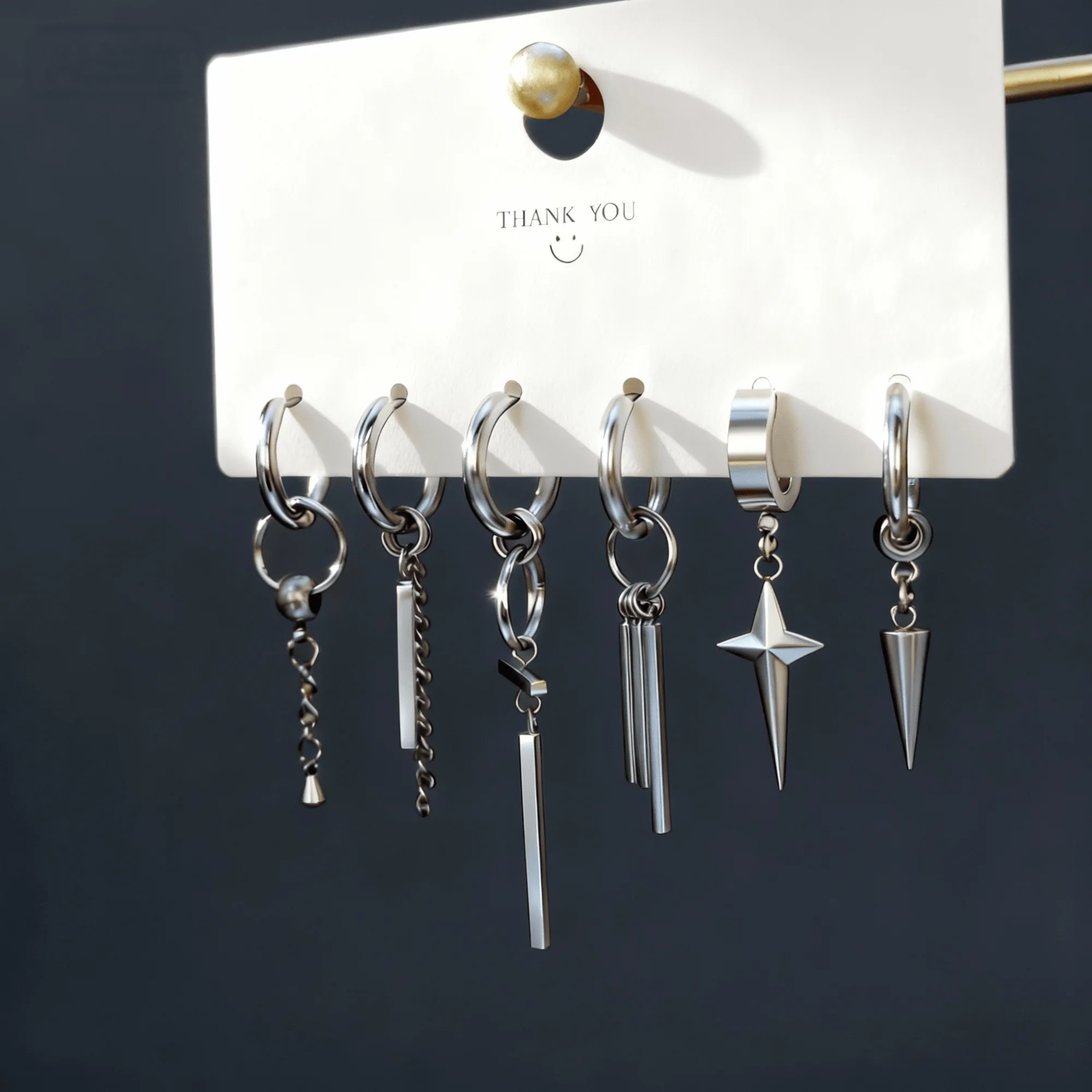 

5 пар милых длинных романтических серег-кольцев со звездами из нержавеющей стали для мужчин, женщин, подростков, ювелирные изделия, аксессуары Y2k, модные новые