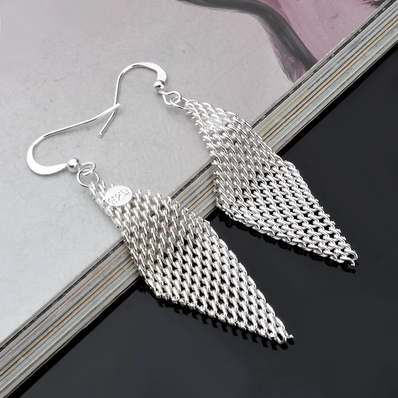 2021 Fashion 925 Silver Needle Jewelry Earrings Shaped Mesh Design Brinco Stud Earring For Women With Stamp Jewelry Pendiente