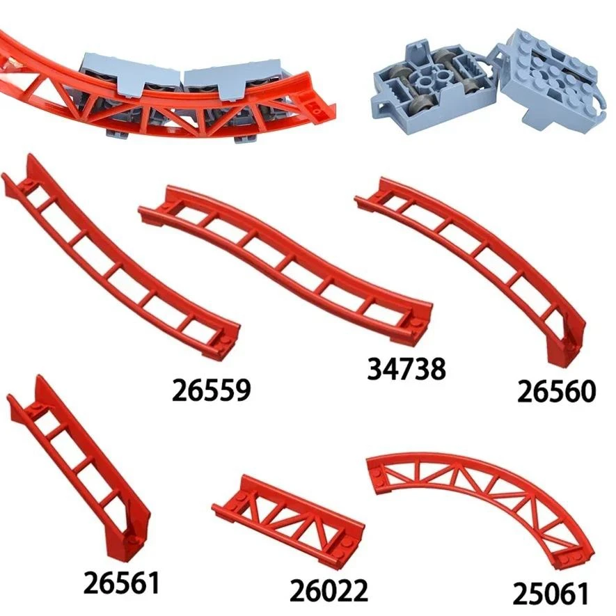 City Building Block Track Roller Coaster Rail Bow Slope Shaft Edges Straight Curved Track Brick Toy Compatible 25061 26559 26560