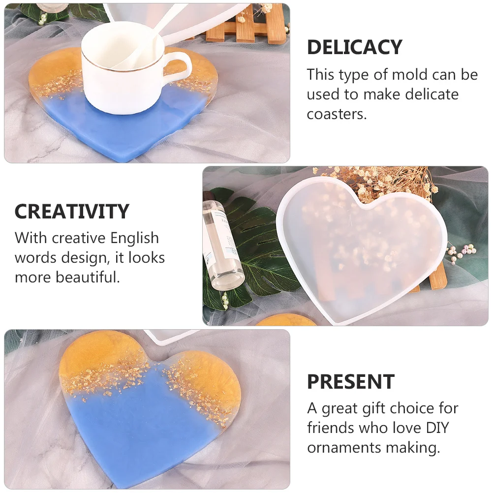 

Heart Coaster Mold Silicone Diy Craft For Epoxy Resin Jewelry Making Kit Love Design Cup Pad Art Supplies