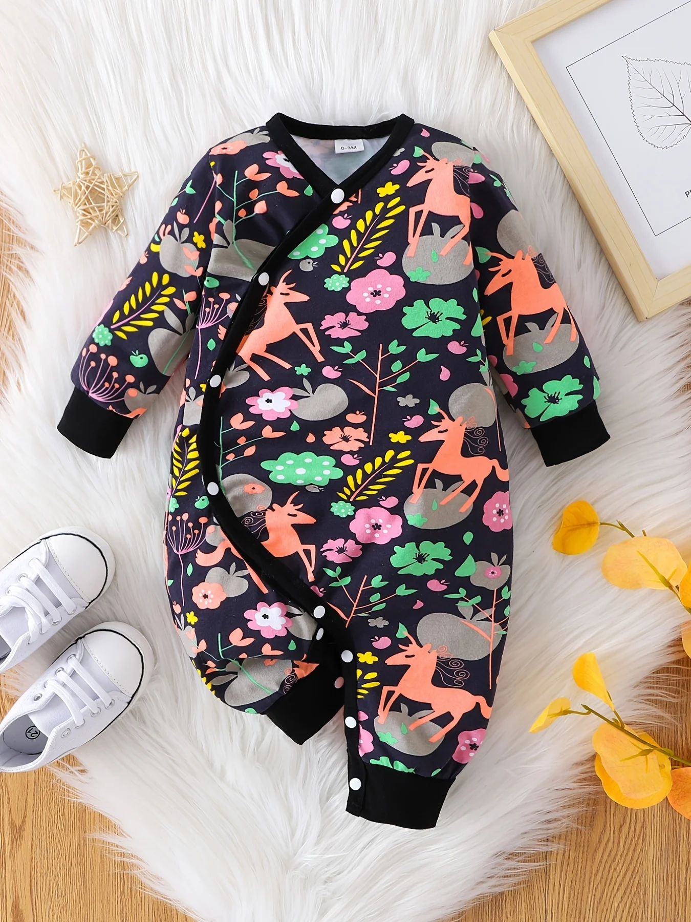 0-18 Months Spring And Autumn New Boy Kids Toddler Long Sleeve Cartoon Cute Animal Print Casual Comfortable Trousers Baby Romper