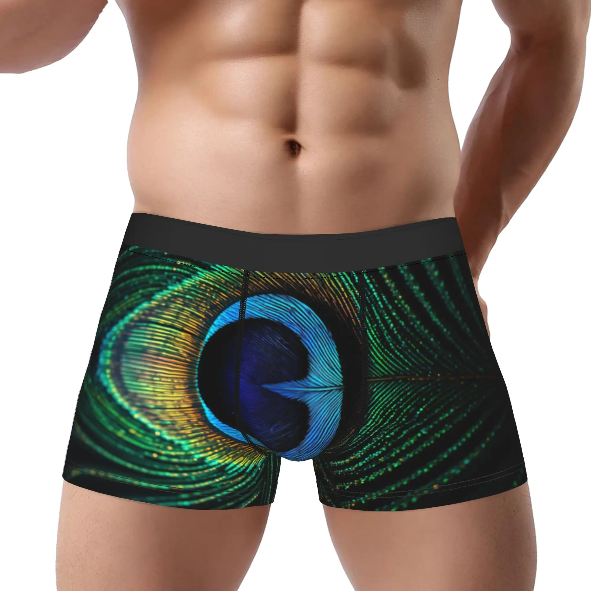 

Ocellus (1) Трусы с павлиньими перьями, мужские трусики, мужское нижнее белье, удобные шорты, боксеры