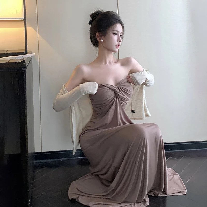 الرغبة النقية مثير أنبوب الأعلى اللباس أزياء مزاجه ضئيلة حمالة تويست اللباس للنساء #4