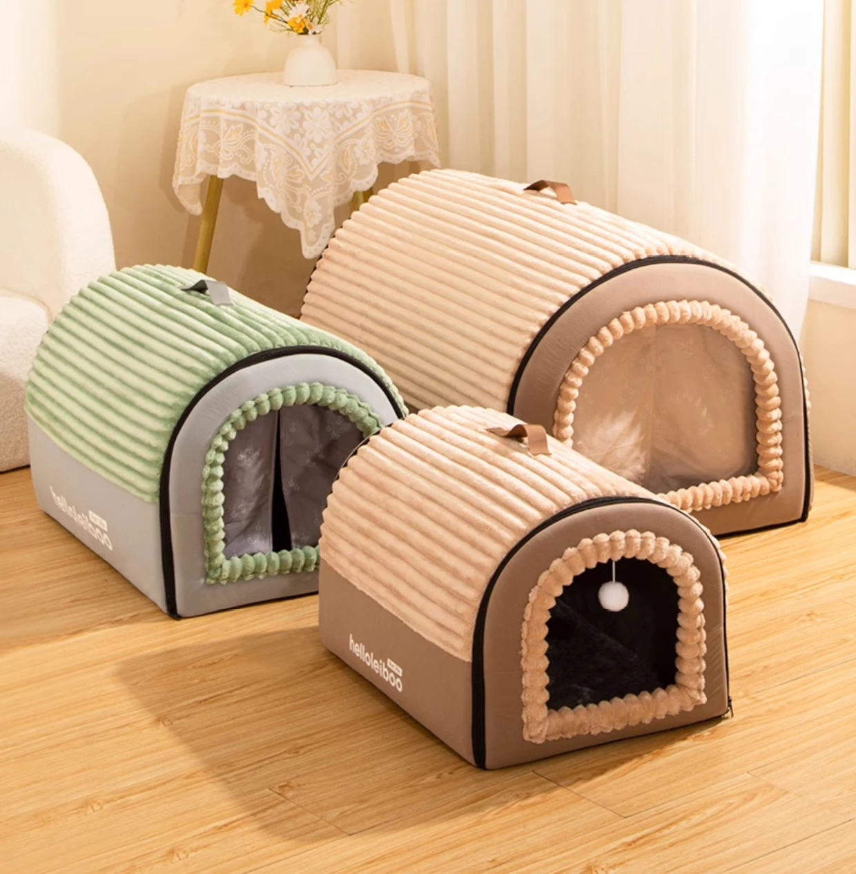Warm Winter Pet Bed Foldable Sofa Style Dog House Enclosed Cave Nest Removable Kennel Villa for Cats And Dogs Pet Supply