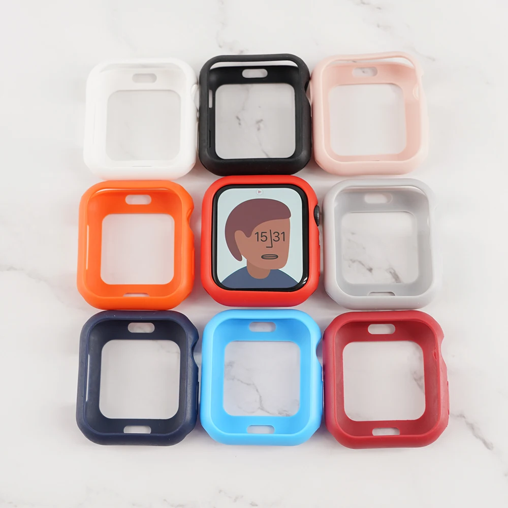 Abdeckung für Apple Uhrengehäuse 40mm 44mm iwatch Gehäuse 42mm 38mm Zubehör Silikon Stoßstangen schutz Apple Watch Serie 2 3 4 5 se 6