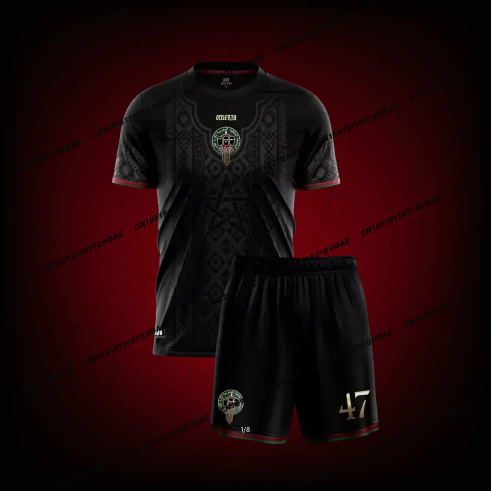 Neues Heißes Merta Boxing Maglietta Omertà Schwarzes 47er T-Shirt-Shorts-Set für Herren, Übergroßes Atmungsaktives Schnelltrocknendes Sportoutfit, MMA Fitness-Anzug