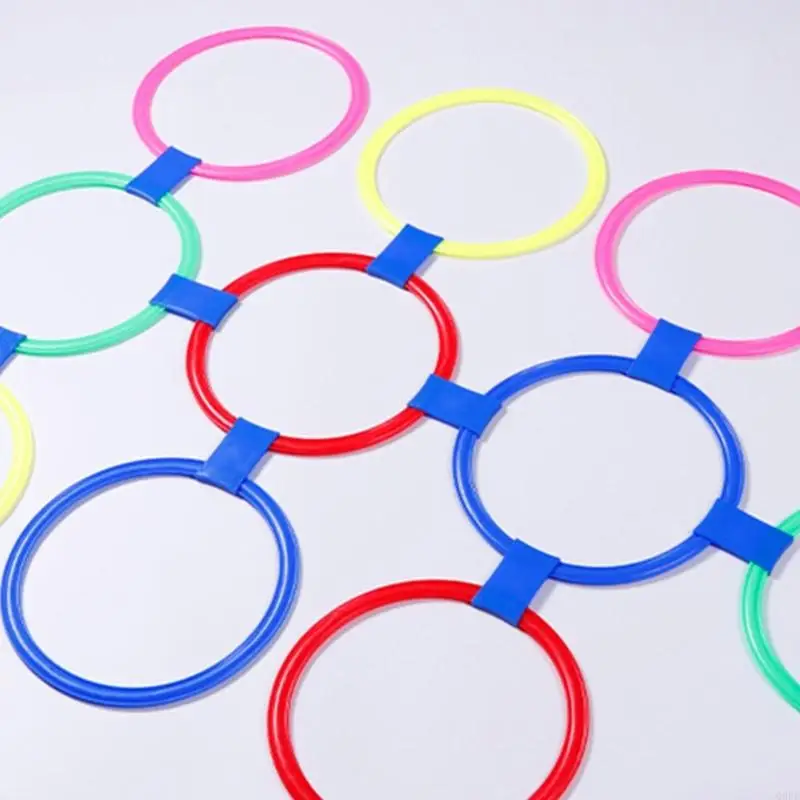 

Kids Hopscotch Hoop Game Motor Skill Training Equipment With Connectors and 10PCS Rings for School Sport Activity