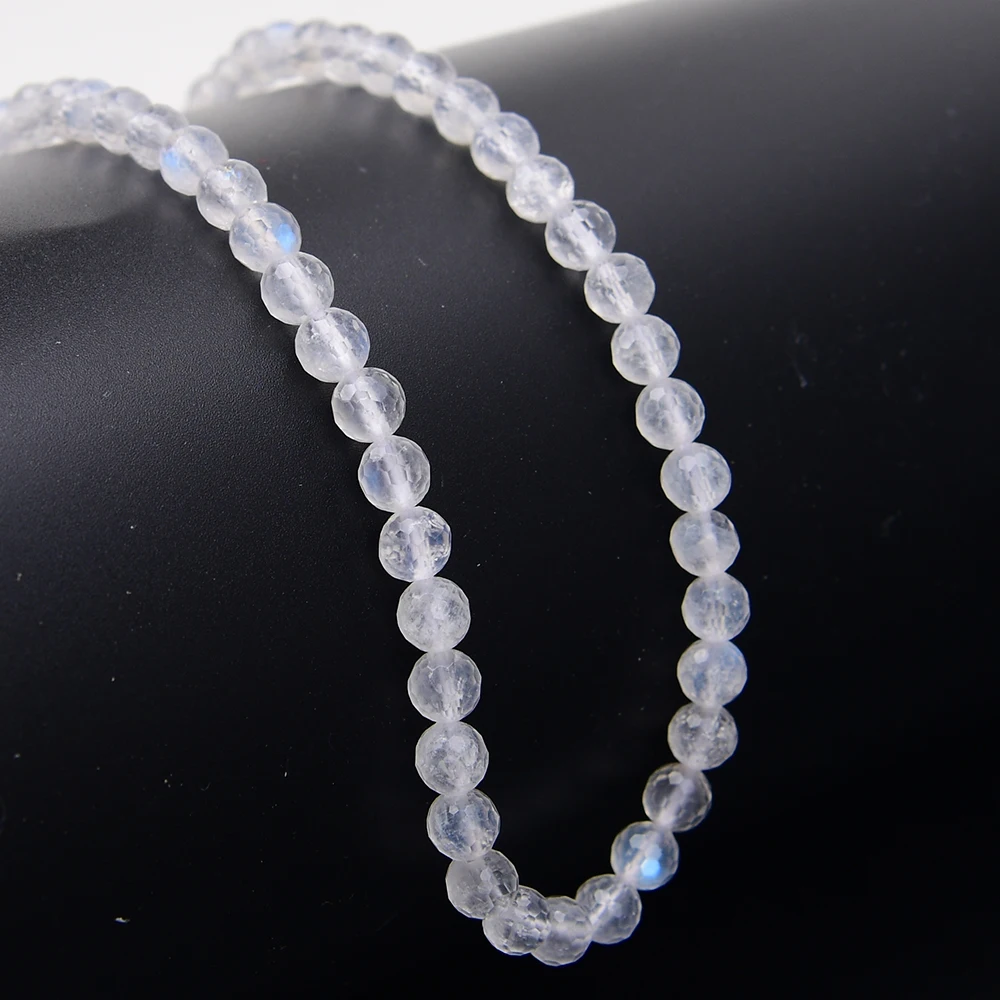 APDGG AA+ 6mm Natural Blue Moonstone Faceted Round Real Gems Loose Beads Strands 15.5" Jewelry DIY