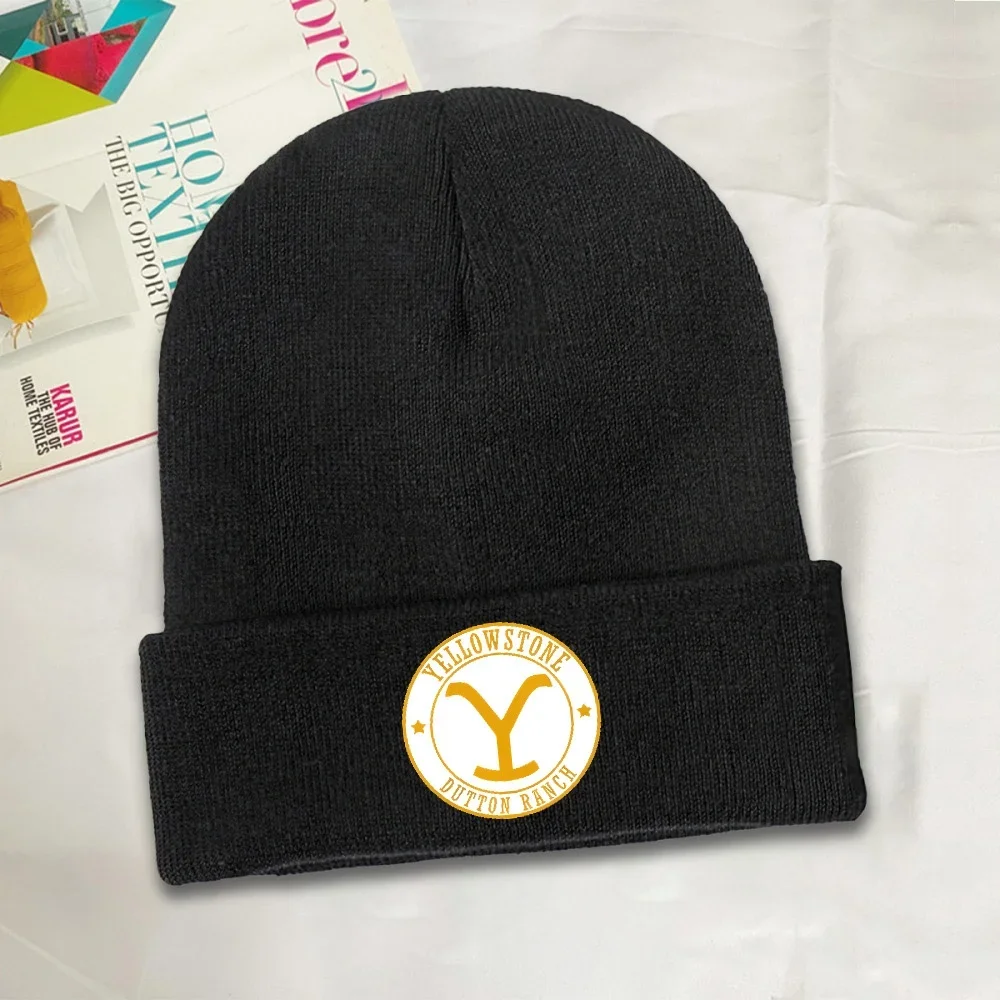 1pc Yellowstones Bonnet Hats Knitted Hat Adult Unisex Vintage Elastic Beanie Hats Autumn Gym Design Cap